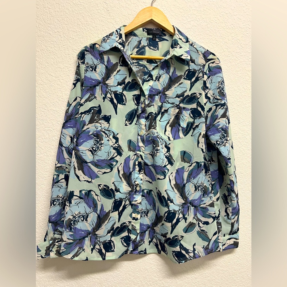 *The Limited Women’s Button Down Blouse Shirt Georgette Baggy Fit Size L Large